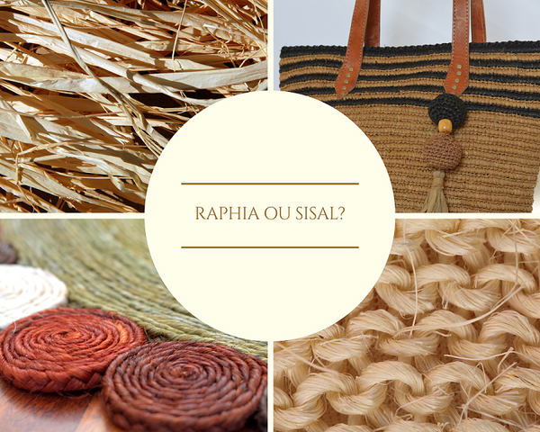 4 photos dont une photo de fibres naturelles de sisal, un autre photo de fibres naturelles de sisal, une photo de tapis en sisal et une dernière photo de sac en raphia. et de raphia