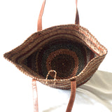 Sac à main en sisal rayé marron fond rond