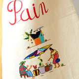 Sac à pain en tissu brodé, large, couleur crème, artisanat de Madagascar