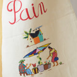 Sac à pain en tissu brodé, large, couleur crème, artisanat de Madagascar